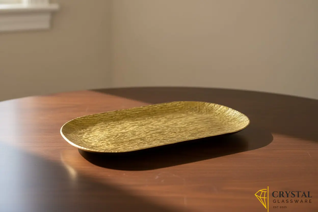 Golden Plastic Plate 17.2inch — Crystal Glassware Pakistan